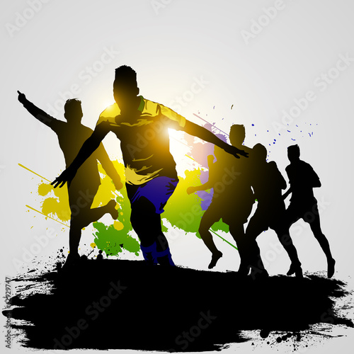 Foto grunge soccer players celebrating 02