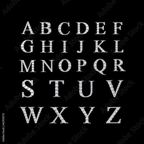 diamond letters with gemstones isolated on black