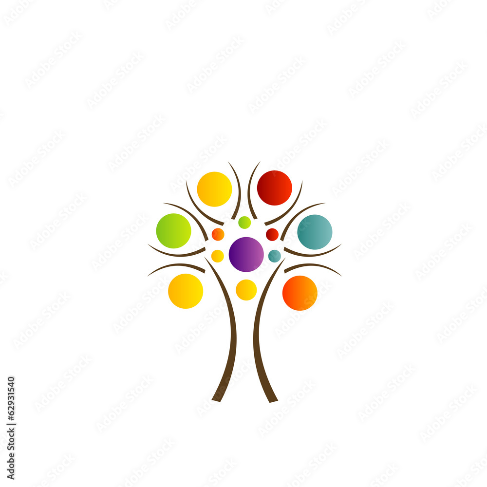 Abstract tree with colorful dots