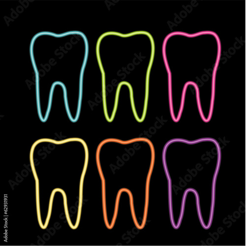 Colorful neon teeth- logo for dentist