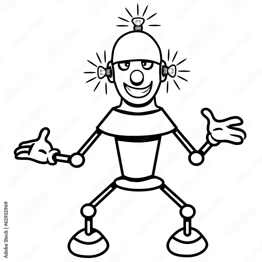 Fototapeta premium Roboter witzig cool leuchten lustig comic