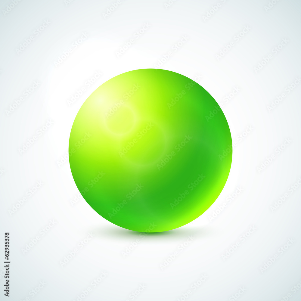 Green glossy sphere isolated on white