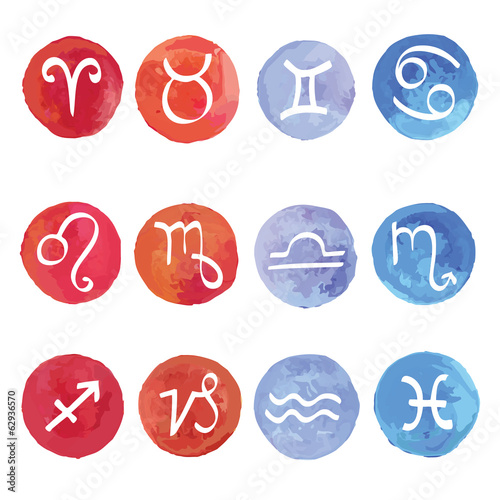 Watercolor Zodiac set.