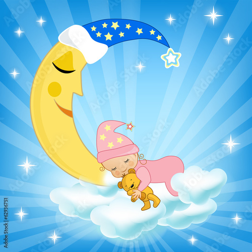Baby sleeping on the cloud.