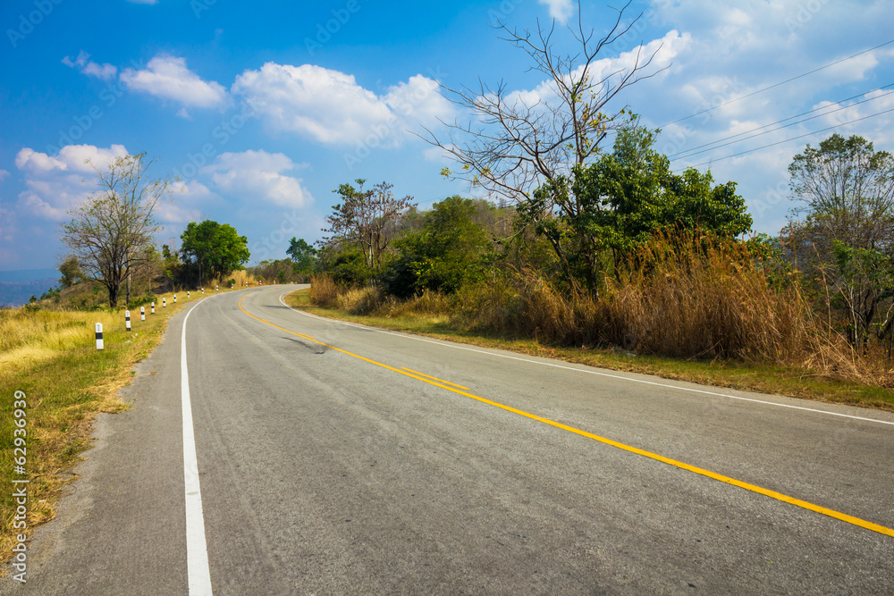 Beautiful landscape with winding road in the mountains Beautiful landscape with winding road in the mountains