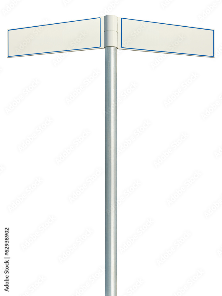 Direction road signs, two empty blank signposts, isolated Direction road signs, two empty blank signposts, isolated