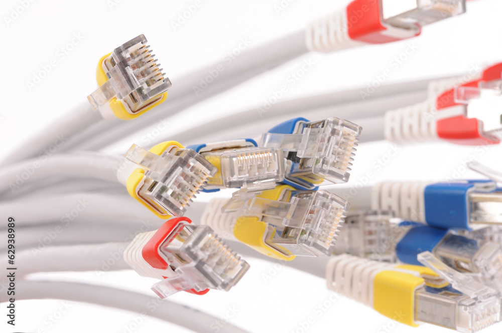 computer network cables over grey background computer network cables over grey background