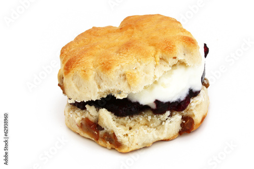 English scones with jam and cream photo