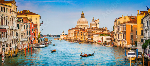 Canvas Print Canal Grande panorama at sunset, Venice, Italy