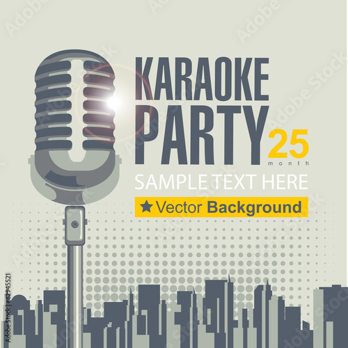 banner with microphone for karaoke parties