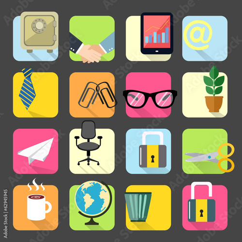 Business office stationery icons set