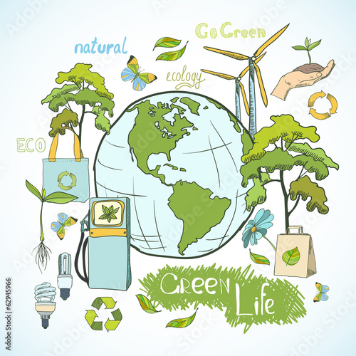 Doodles ecology and environment concept