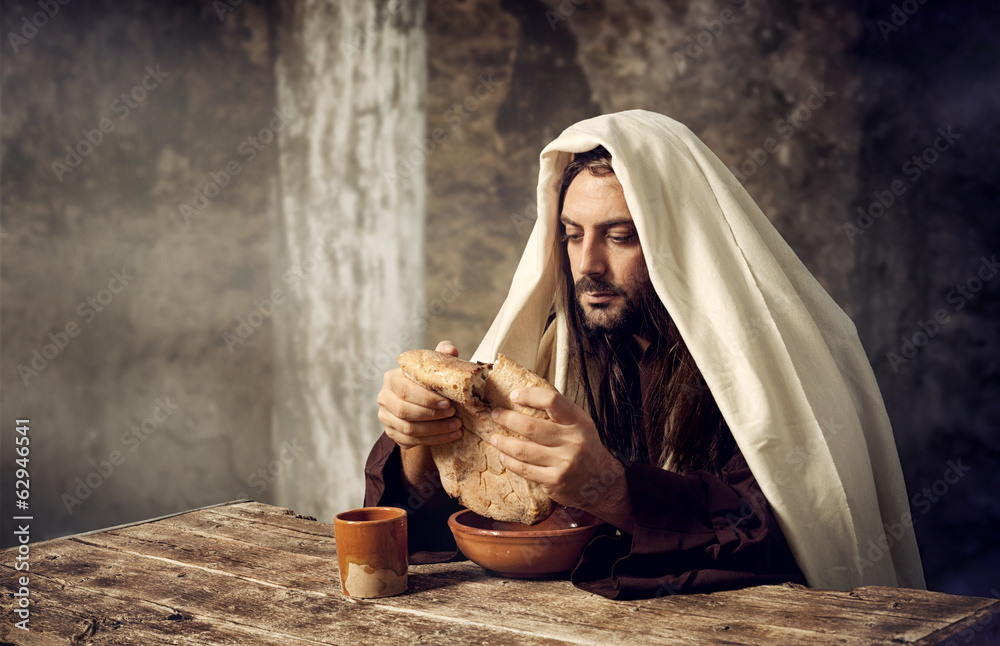 Jesus breaks the bread - obrazy, fototapety, plakaty 