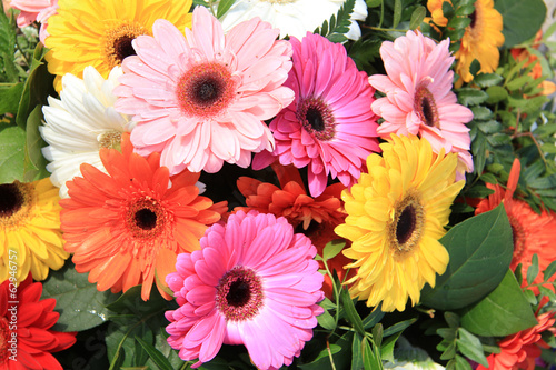Gerberas in a colorful bridal bouquet