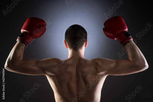 Boxing. Fighter's back. Studio shot.