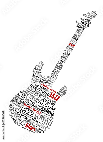 Electric guitar shape composed of music text #62948344