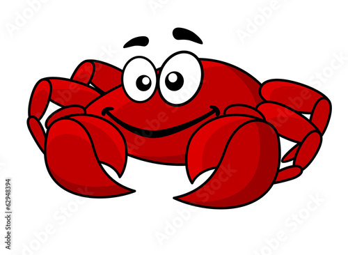 Fun smiling red cartoon crab