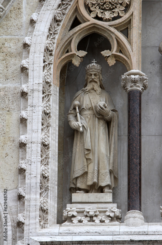 St. Stephen the king on the facade of the Zagreb Cathedral