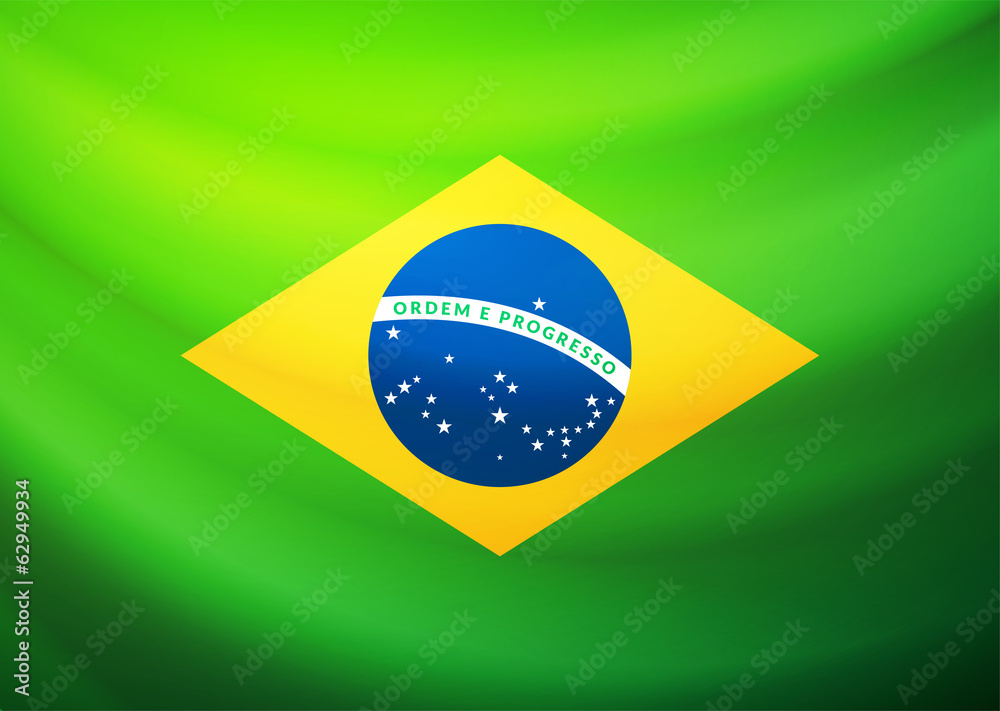 Obraz premium Waving fabric flag of Brazil