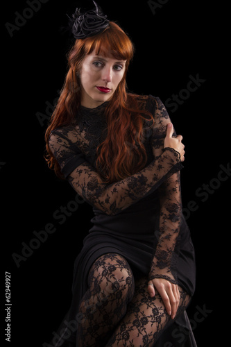 girl on a black gothic dress with red hair  © Mauro Rodrigues