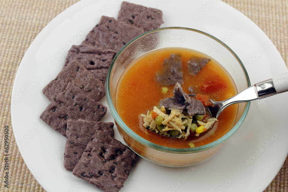 Chicken Soup with Purple Crackers Chicken Soup with Purple Crackers