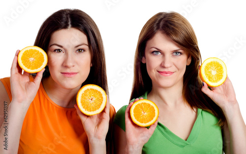 women with orange