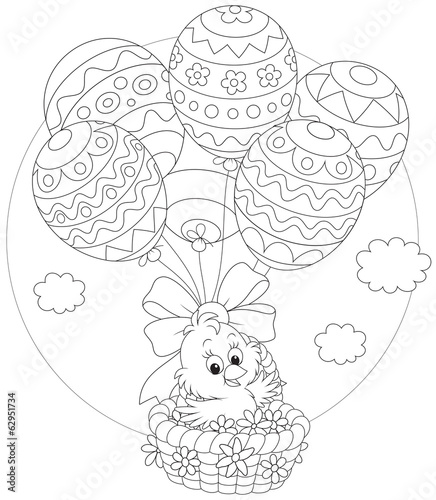 Easter Chick flies with bal...