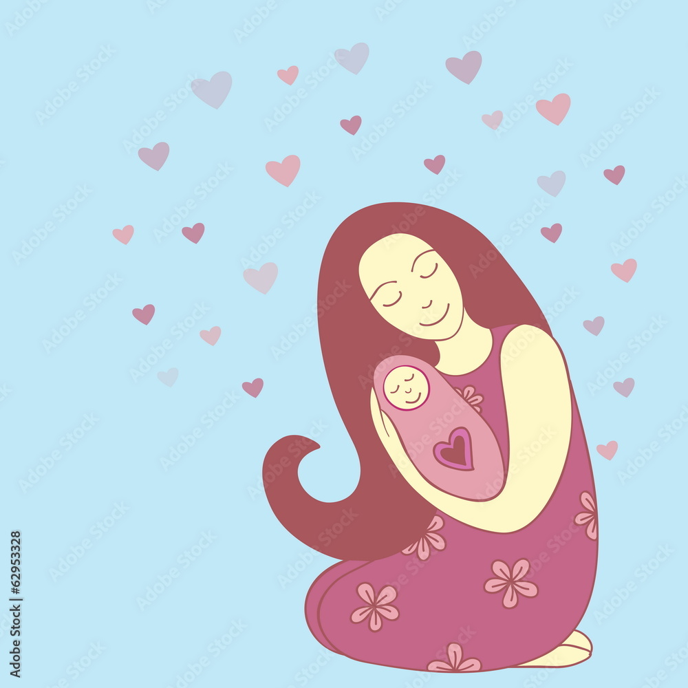 Mother hugging her little child. Vector art Mother hugging her little child. Vector art
