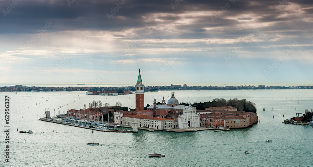 Vue aérienne de l'ile de San Giorgio, Venise