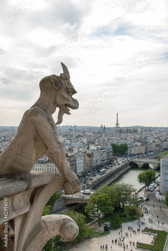 Stone Gargoyle on Notre Dame Cathedral