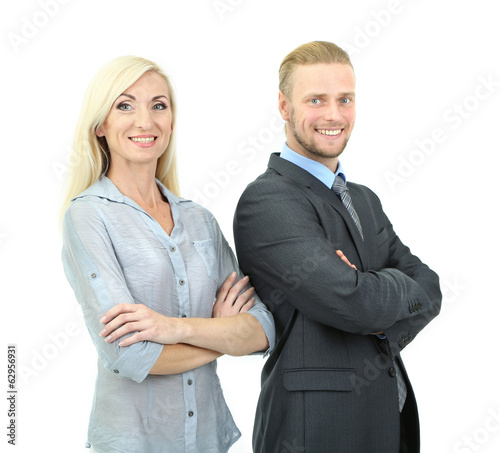 Business woman and man isol...