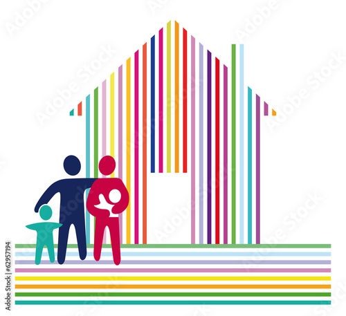 Haus mit Familie auf streifen