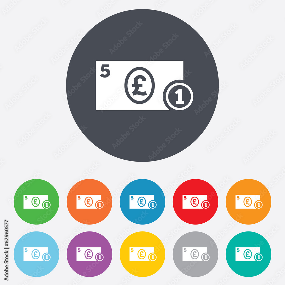 Cash sign icon. Pound Money symbol. Coin. Cash sign icon. Pound Money symbol. Coin.