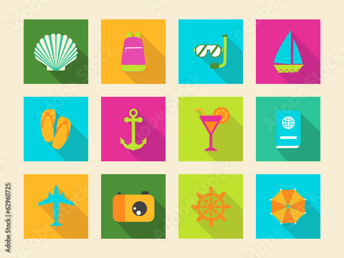 Travel and Vacation vector flat icons
