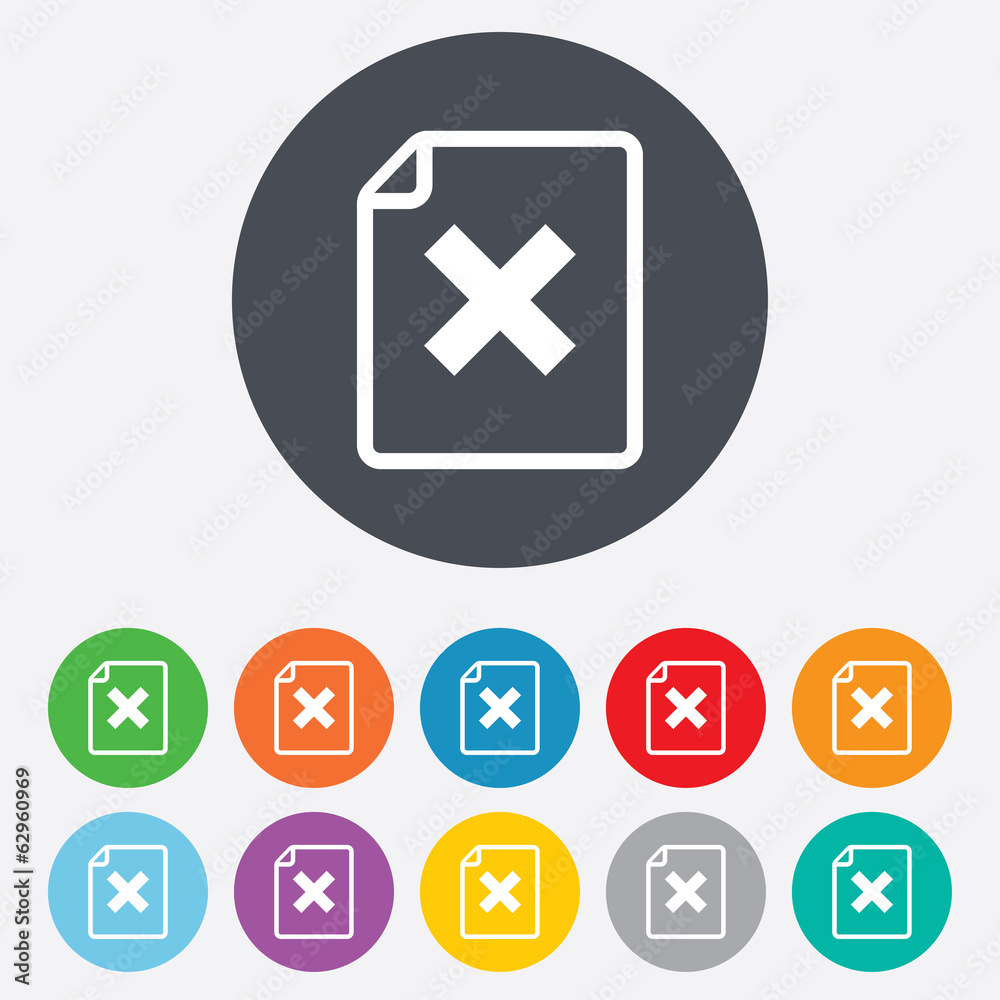 File document stop icon. Delete doc button. File document stop icon. Delete doc button.