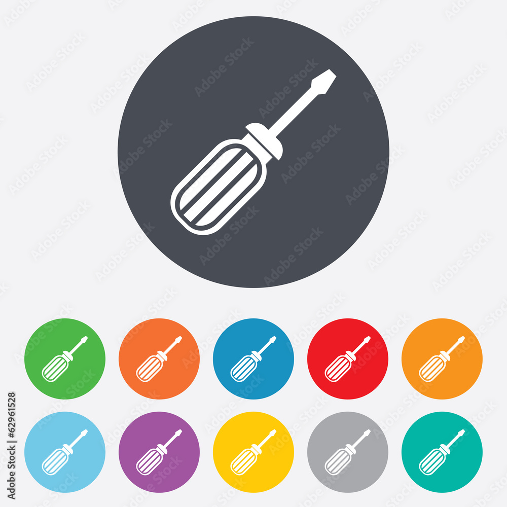 Screwdriver tool sign icon. Fix it symbol. Screwdriver tool sign icon. Fix it symbol.