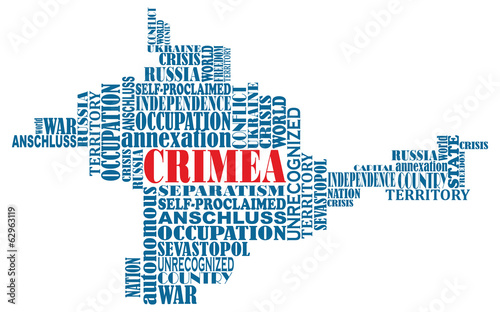 Vector conceptual word map of Crimea, invaded by Russia
