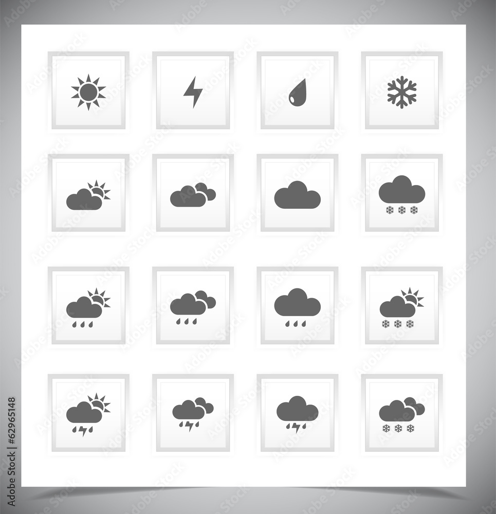 Set of grey weather buttons.