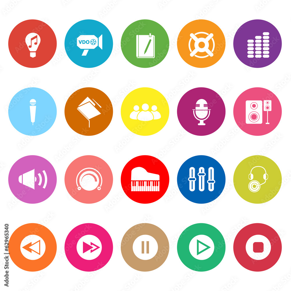 Music flat icons on white background Music flat icons on white background