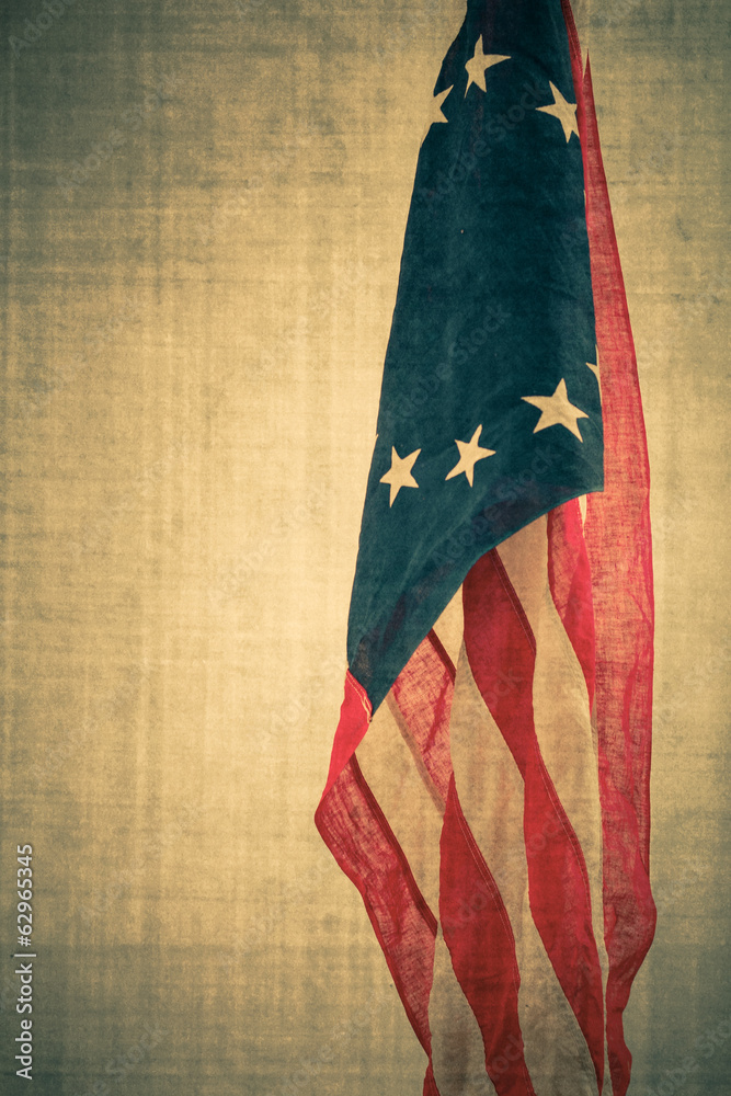 Fototapeta premium American Confederate flag with vintage texture