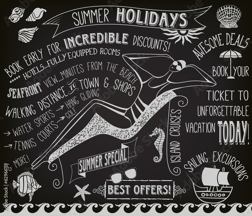 Summer Holidays Chalkboard Poster