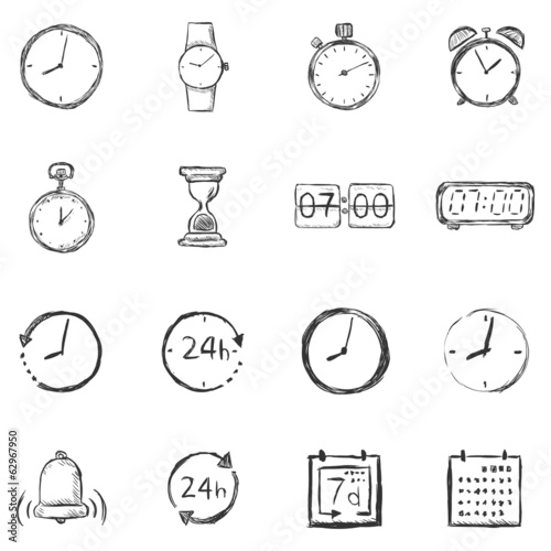 Vector Set of Sketch Time Icons