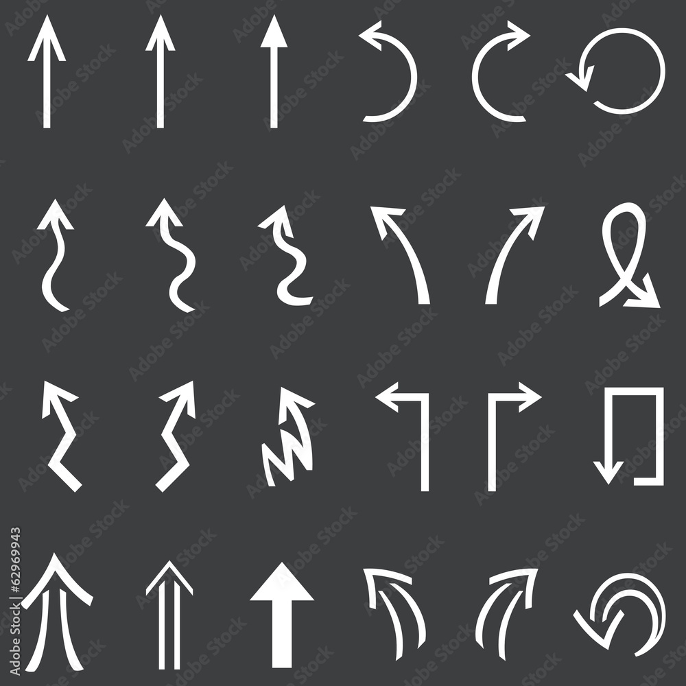 Vector Set of 24 White Arrows Vector Set of 24 White Arrows