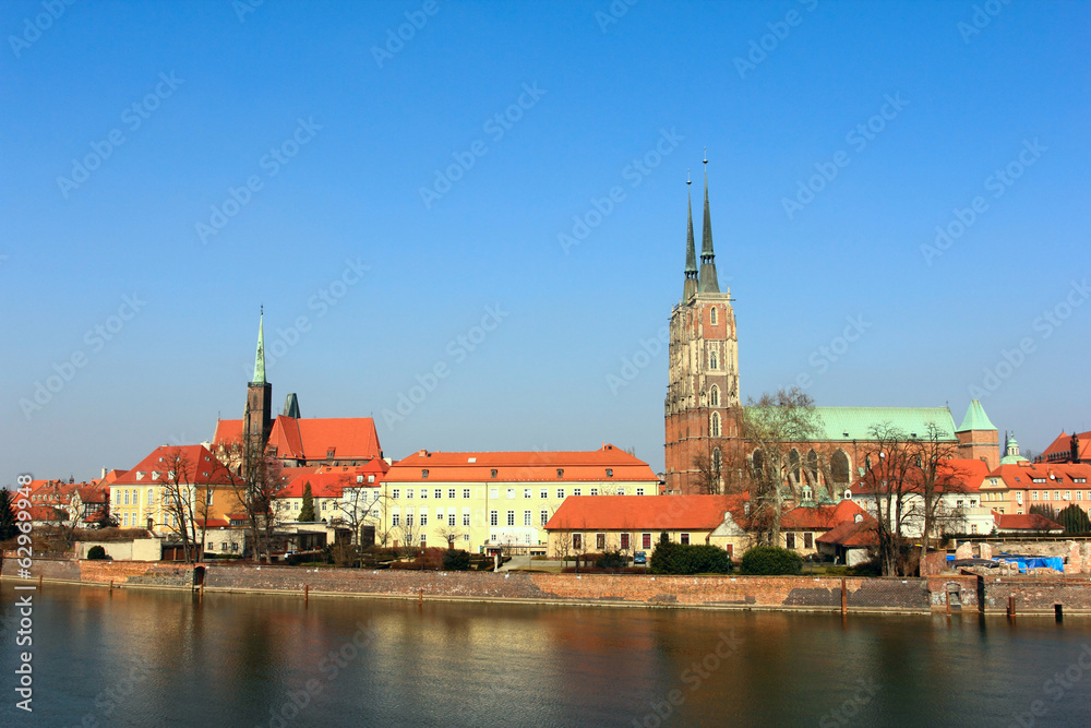 Obraz premium cathedral in ostrow tumsni in wroclaw, poland