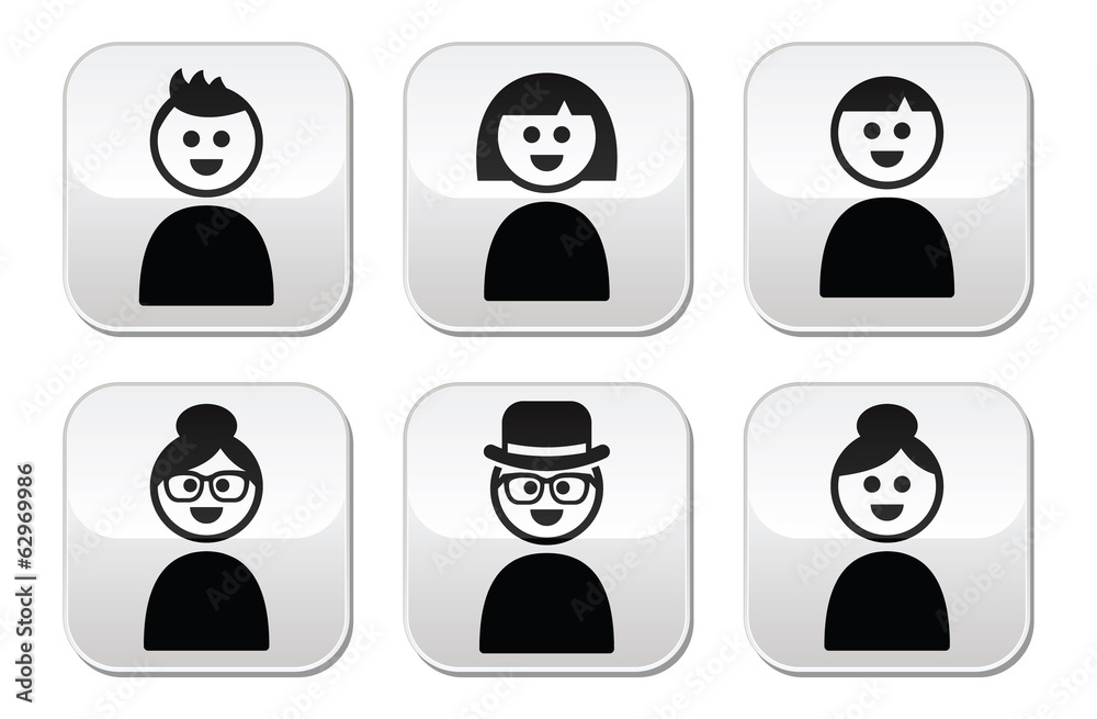 User, young and old people buttons set User, young and old people buttons set