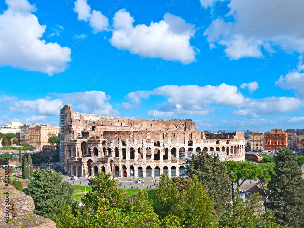 The Majestic Coliseum. Rome, Italy.View from Palatine Hill.