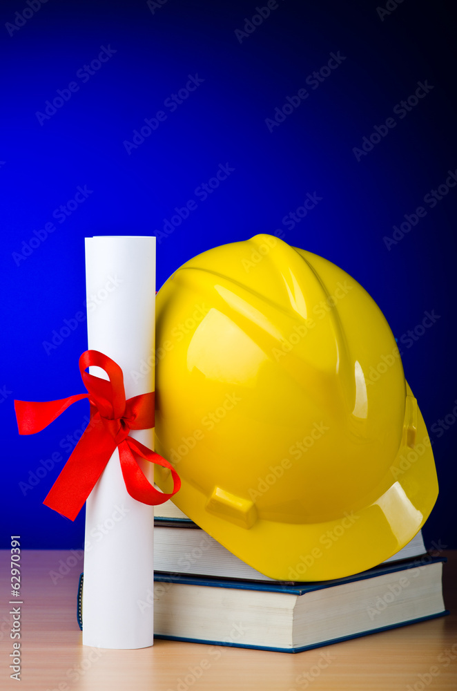 Concept of industrial education with hard hat