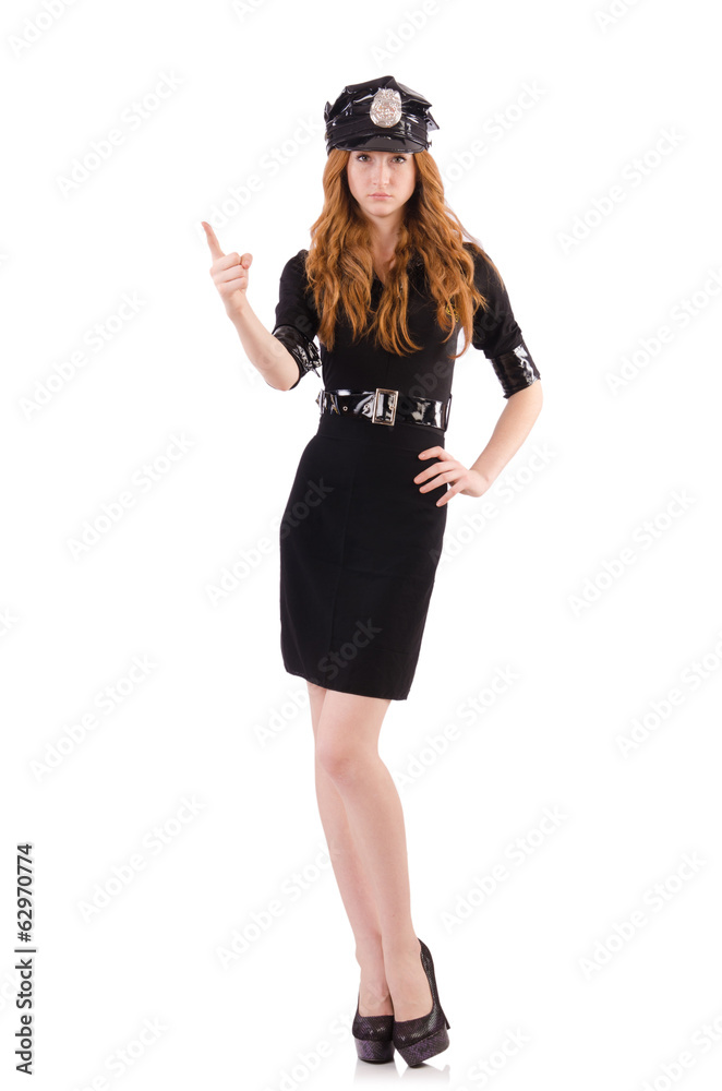 Redhead police officer isolated on white Redhead police officer isolated on white