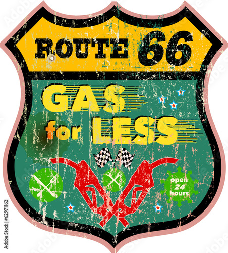 route 66 gas station sign,retro style, vector eps 10
