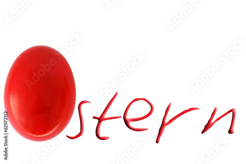 Rotes Osterei mit Schrift